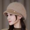 Plush Women Winter Hat Simple Windproof Thickened Warm Rabbit Fur Knitted Hat Pure Color Skullies Beanies