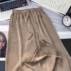 Women Casual Pants Elastic High Waist Adjustable Drawstring Straight Wide Leg Pants with Pockets Solid Color Ice Silk Cool Trousers