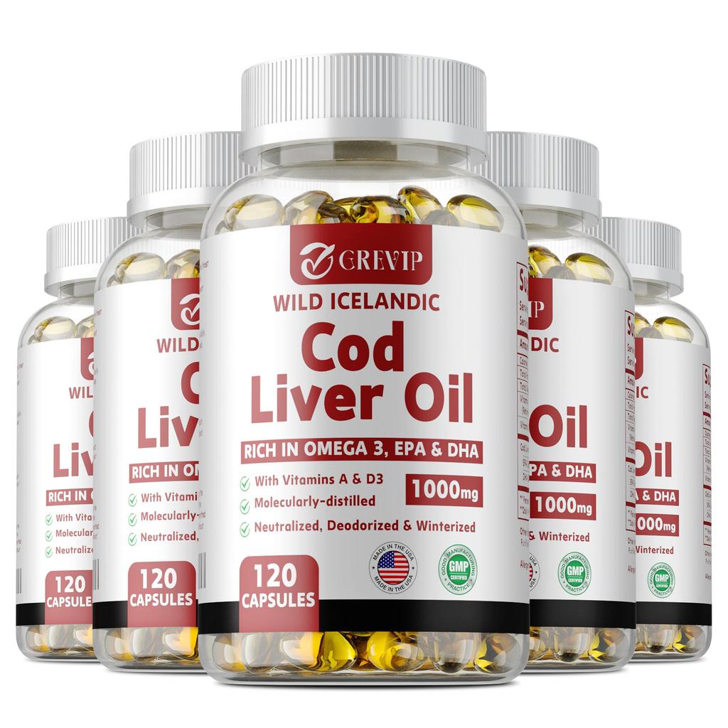 Grevip - Cod Liver Oil Capsules - Heart, Brain, Joint Health, and Immune System Health