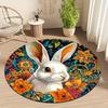 Кролик в цветочном стиле Фланелевые круглые напольные коврики с принтом, нескользящие. Подходят для гостиной, спальни, террасы, сада.