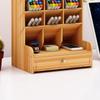 Wooden Desktop Organizer Multi-functional Pen Holder Storage Box Desktop Stationary Storage