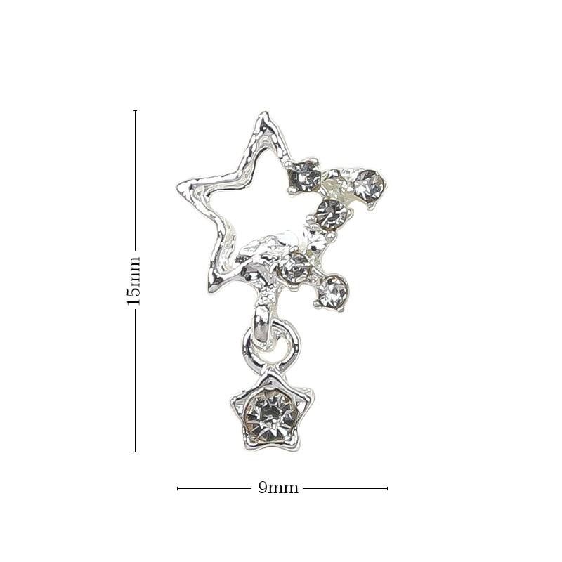 5/10 шт., пентаграмма, звезда, дизайн ногтей, очаровательные блестящие сердца, Сатурн, планета, стразы, 3D украшения для ногтей, блестящие аксессуары для маникюра