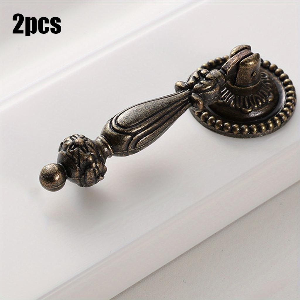2pcs Vintage Single Hole Zinc Alloy Cabinet Door Handle, Drawer, Clothing Cabinet Handle