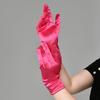 Women Satin Solid Short Wrist Gloves Smooth Evening Party Formal Prom Costume Stretch Gloves Red White Etiquette Wedding Gloves