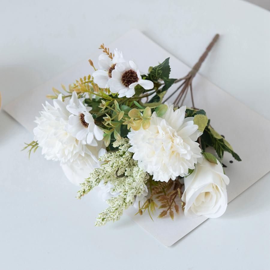 1/3 шт. Искусственные цветы Шелковая роза Шаровидная хризантема Свадебный букет невесты Рождество Дом Фестиваль DIY подарочная коробка Украшение