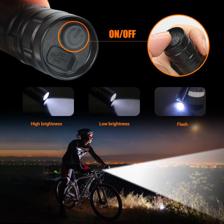 High Lumen LED Flashlight Mini Rechargeable Torch With Cap Clip USB Camping Emergency Lantern Waterproof Portable Flashlight