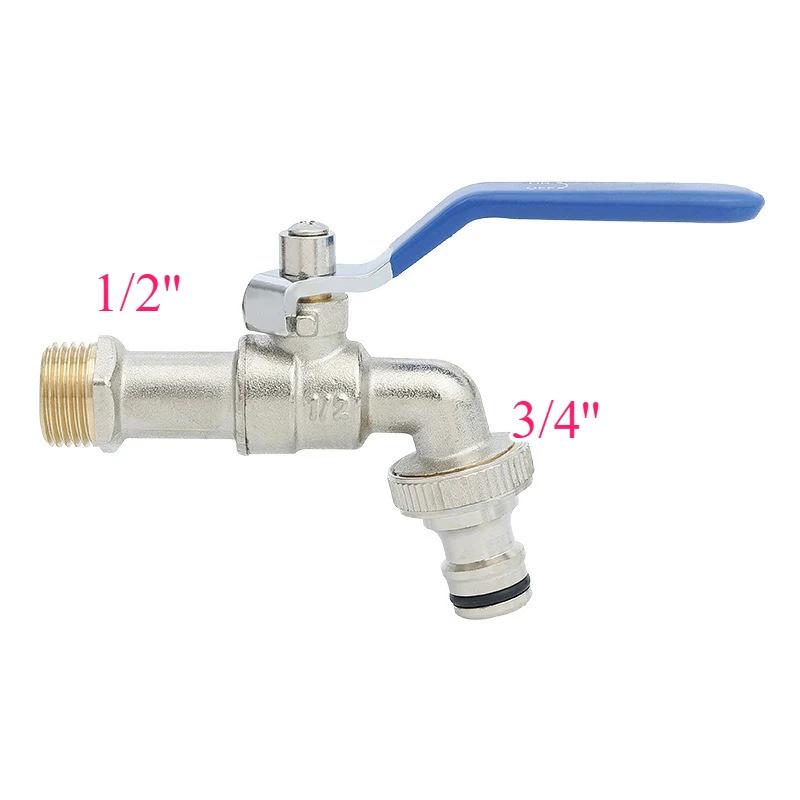 Garden Tools Brass Water Faucet 1/2" Outside Supply Taps Ball Valve& Inside Used Easy Turn On/Off Lever Handle Watering