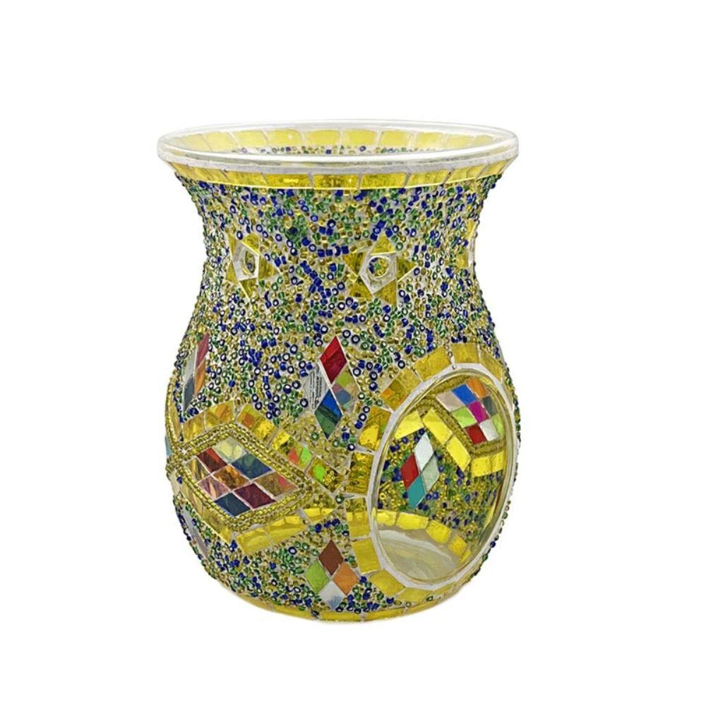 Мозаичный стеклянный подсвечник для ароматических свечей, прочный диффузор для благовоний, ароматерапия, кофейная барная стойка