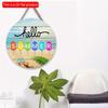 2D Flat 20*20cm 1pc Hello Summer Sea&beach View Terrific Round Decor Front Door Sign, Ice Cream&coconut Tree Patterns Cool Style High Quality Wooden