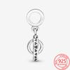 Original 925 Sterling Silver Double Ring Circle Charm Fit Fashion Bracelets And Necklaces Girls Gifts Jewelry Making