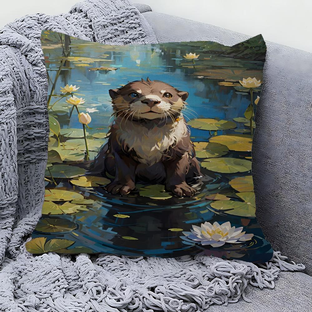 Otters Pillow Cushion Cover Pillowcase Living Room Sofa Home Decor Customized