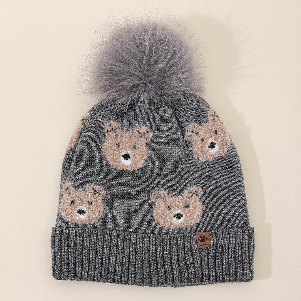 Очаровательная детская шапка с помпоном и подкладкой из флиса «Медвежонок» - Уютный вязаный зимний аксессуар