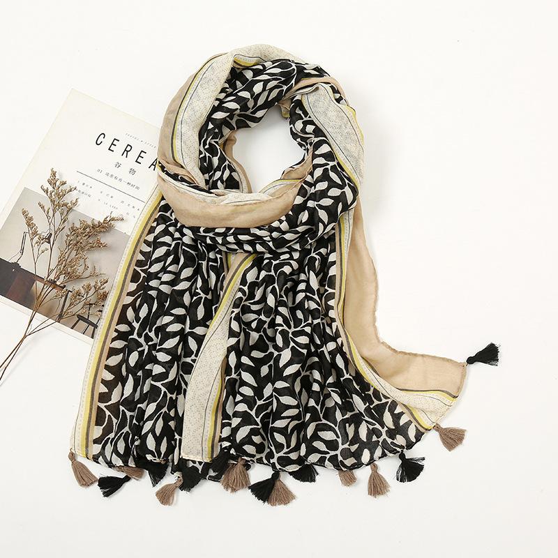 Fashion Luxury Brand Ombre Color Blocked Tassel Viscose Shawl Scarf Lady High Quality Wrap Pashmina Stole Bufandas Muslim Hijab