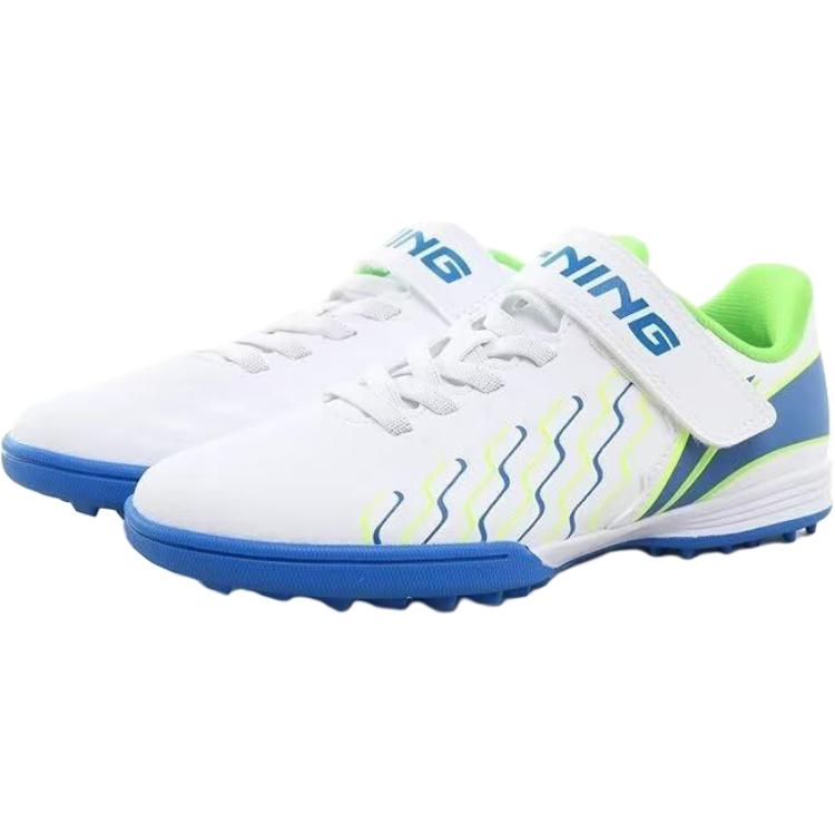 Li Ning Kids Professional Comfortable Non-Slip Shock Absorbing Breathable Durable Low-Top Soccer Shoes Kids Sneakers Standard-White YKGU010-9