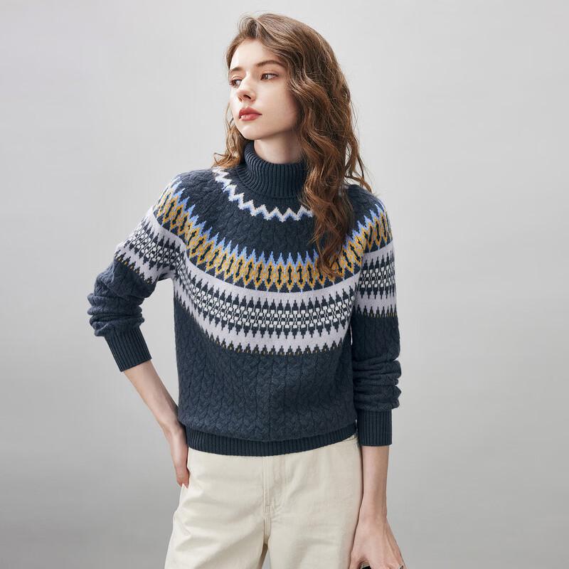 Женский джемпер Komomoka, 100% шерсть, жаккардовый узор Fair Isle, с лацканами