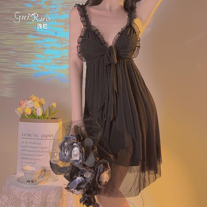 Women's Mesh Lace Push Up Padded Sleepwear Robe Lounge Set