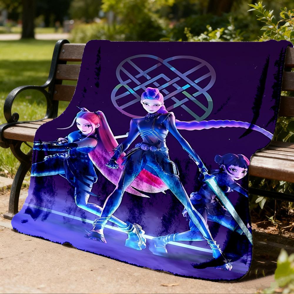1pc Huntrix Outdoor Flannel Blanket for Girls Soft, Lightweight Throw Perfect for Camping, and Gifting, Digital