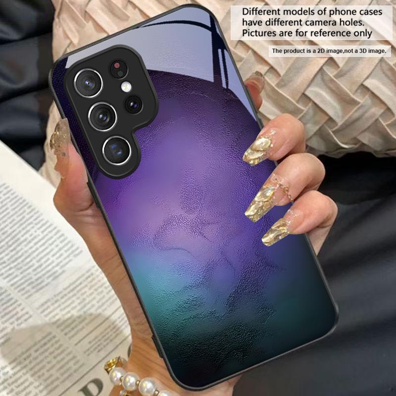 Слияние цвета и текстуры Для Для Samsung Galaxy S25+ S24+ S26 Ultra S25 Edge S24 FE S23 S22 S21 S20 Plus Черный Стеклянный Чехол для Телефона