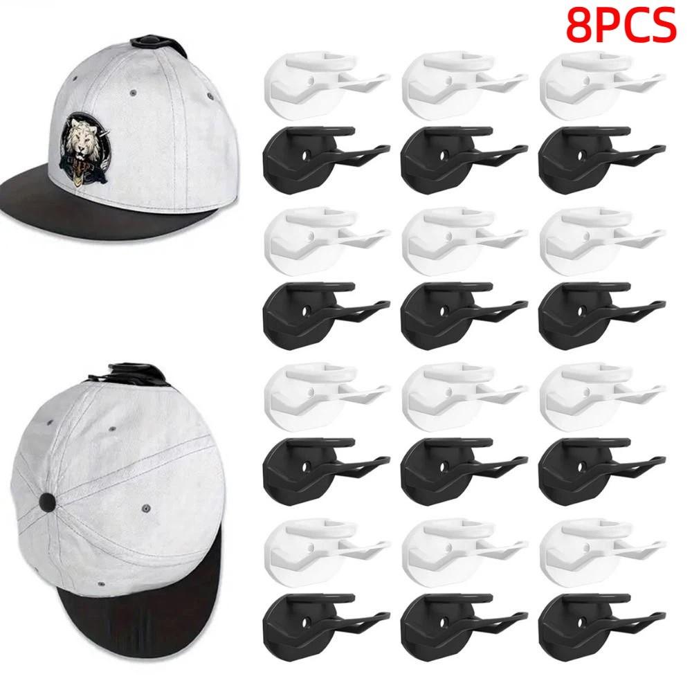 8Pcs Multi-Purpose Adhesive Hat Hooks No Drilling Wall Mounted Hat Rack Wall Mounted