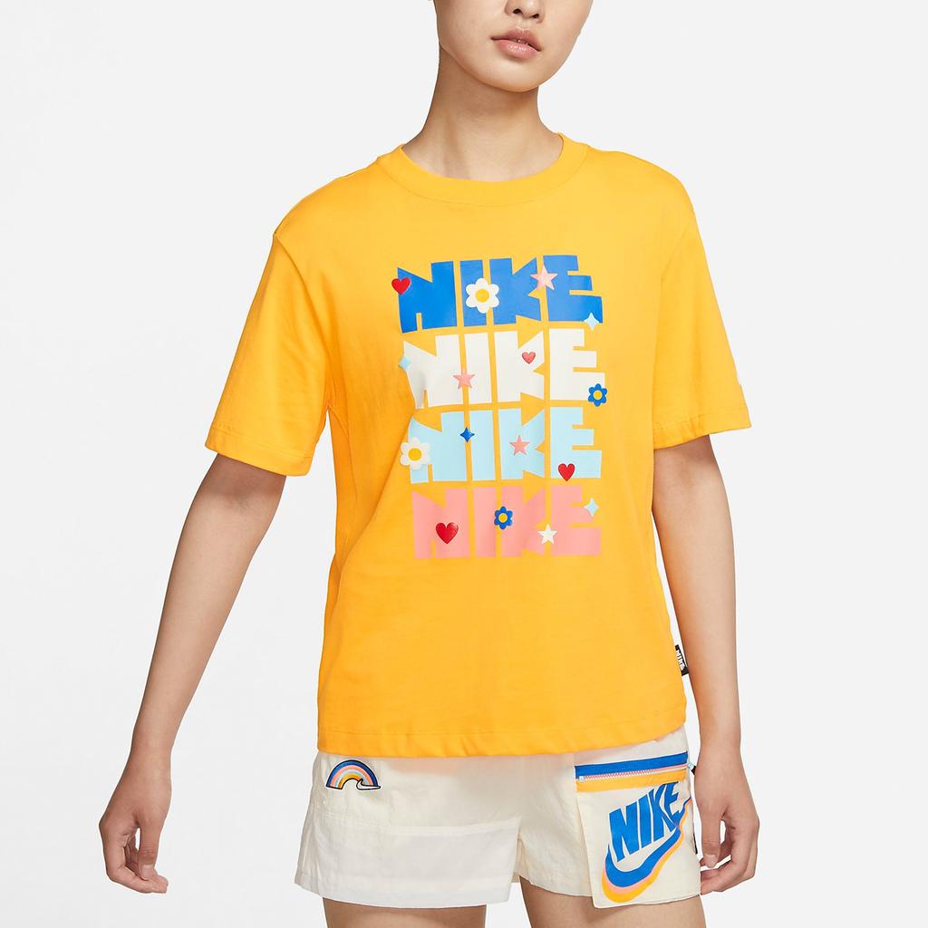 (WMNS) Nike Sportswear Essntl Ss Top Letter Print Leisure Sports Short Sleeve Yellow Women's DJ5377-764