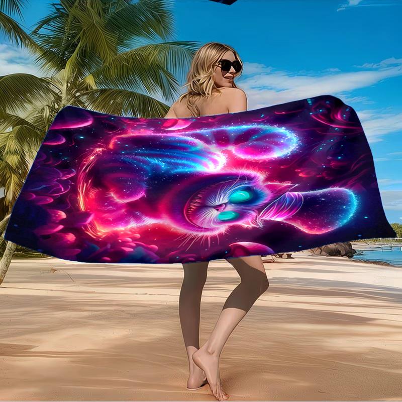 Che-shire Cat Smile Beach Towel Microfiber Beach Towel, Lightweight and Quick-Dry, for Summer Travel, Swimming Pool Fan Birthday Gift
