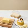 Countertop Bamboo Butter Dish Plate With Transparent Acrylic Lid Kitchen Storage Butter Container Box Butter Tableware