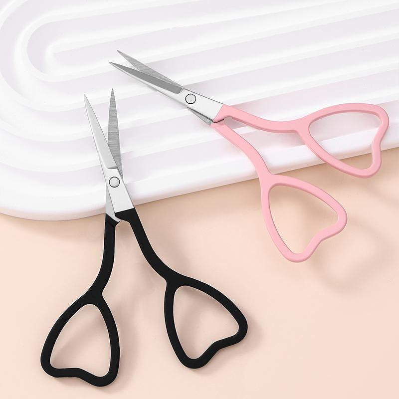 Pink Love Stainless Steel Heart-shaped Eyebrow Trimming Scissors Sharp Pointed Beauty Scissors Flower Thread Scissors