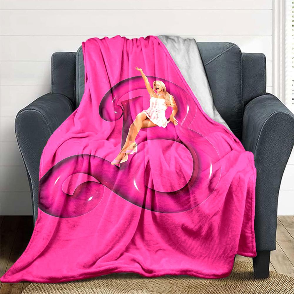 1pc pink girl Flannel Blanket Soft Warm Throw for Home, Office, Travel, All-Season Cozy Bedding GiftL1199
