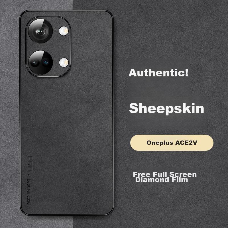 OnePlus ACE2V Phone Case, 1+ ACE2v Protective Cover, Shockproof, Full Lens Protection, Soft, Simple Luxury Silicone Outer Case,n, Leather Cover, Black