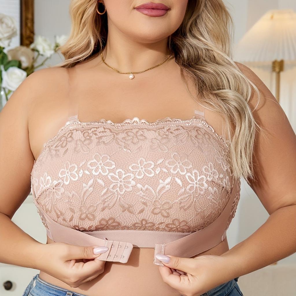 Sexy Lace Back Tube Top with Front Buckle Gathered No Steel Ring Anti-exposure Underwear Bottoming Bra