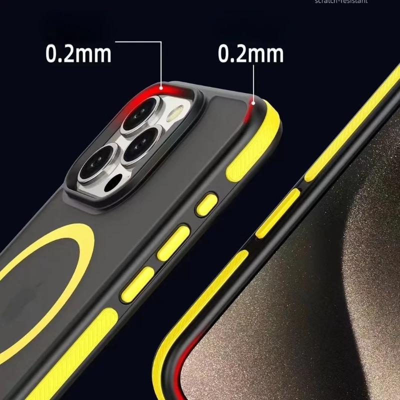 Для iPhone 17 Pro Max Для Magsafe Матовый Двухцветный Каркас Чехол для Телефона Для iPhone 17 16 12 13 14 15 Pro Max Защитный Магнитный Чехол