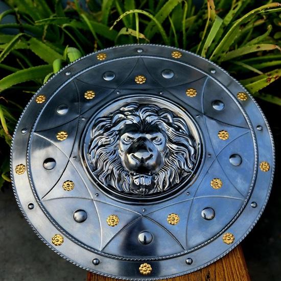 60,96 см круглый щит с изображением львиной морды, поношенный костюм воина, рыцарский щит, LARP, косплей, дом, настенный декор