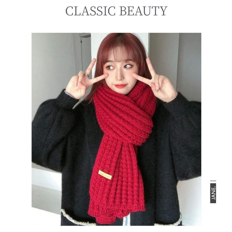 Autumn and Winter Thick Warm Women's Scarf Pure Color Knitted Casual Commuting Scarfs