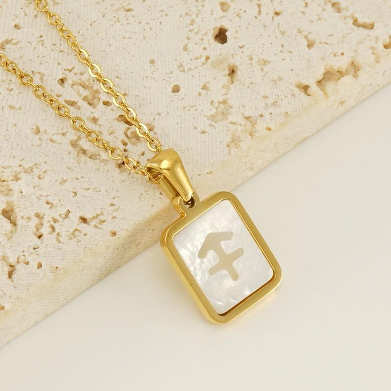 18-каратное золото нержавеющая сталь 12 созвездий ожерелье ювелирные изделия белая ракушка полая подвеска ожерелье для женщин