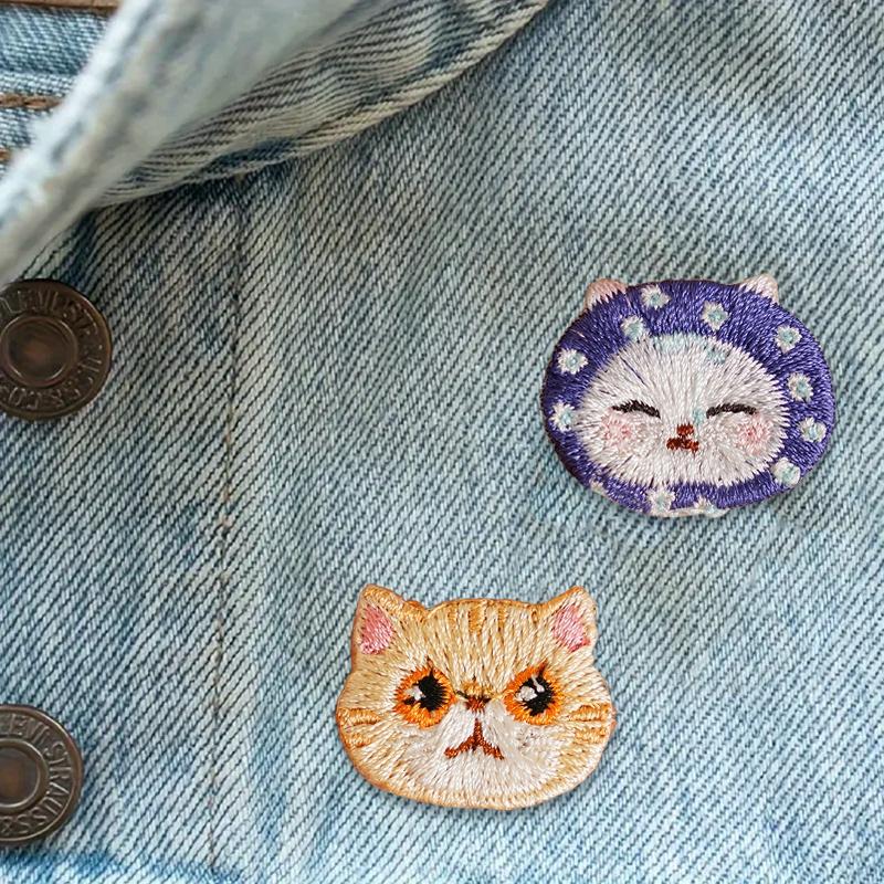 1PC Fabric Patch Decorative Cartoon Cat Stereoscopic Cloth Applique Handmade Embroidery Sewing Fashion Accessories