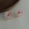 French elegant flower stud earrings super fairy sweet romantic temperament fluffy design earrings exquisite fairy atmosphere earrings