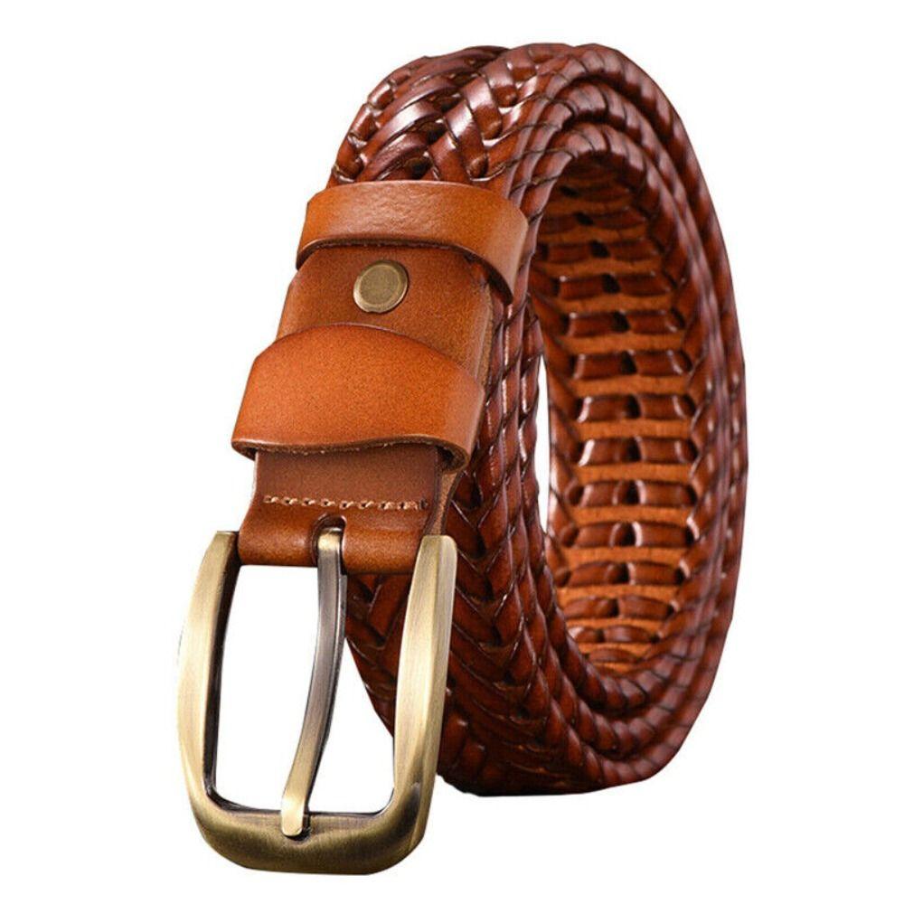 Leather Gold Pin Buckle Trousers Vintage Belts Waistband Jeans Strap Braided Belt