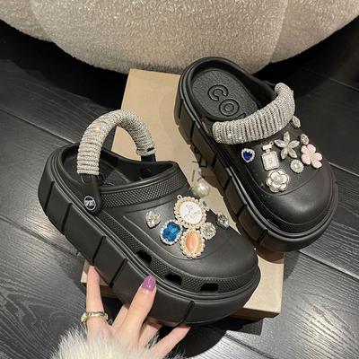 Модные летние женские тапочки, платформа, клоги, уличная обувь для сада, женские сандалии для бассейна, шлепанцы для ванной, мюли, женские пляжные шлепанцы