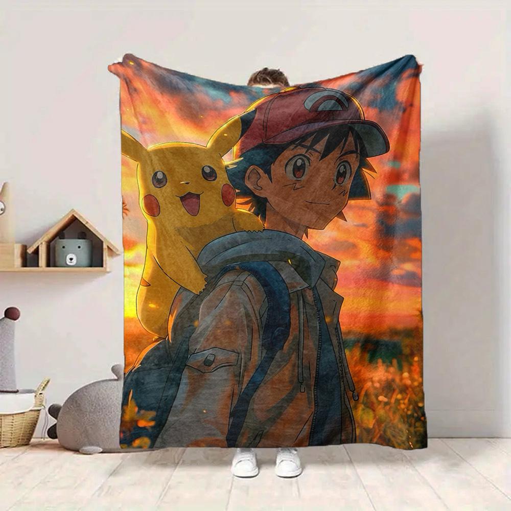 1pc Pokémon Trainer Pikachu Flannel Blanket, Soft Skin Friendly with Digital Printing, Various Sizes Available for Family, Friends, Birthday