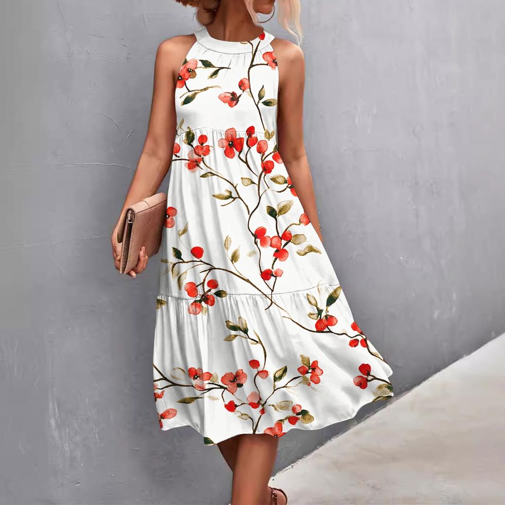 Женские летние платья без рукавов с принтом ко Дню святого Валентина, свободные, повседневные, с висячим вырезом, пляжные платья