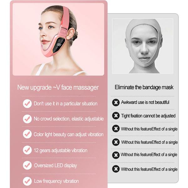Устройство для лифтинга лица Светодиодная фотонная терапия Вибрационный массажер для похудения лица V Лицо Подбородок Щека Подтяжка Тонкая маска Лифтинг лица Истончение Укрепление
