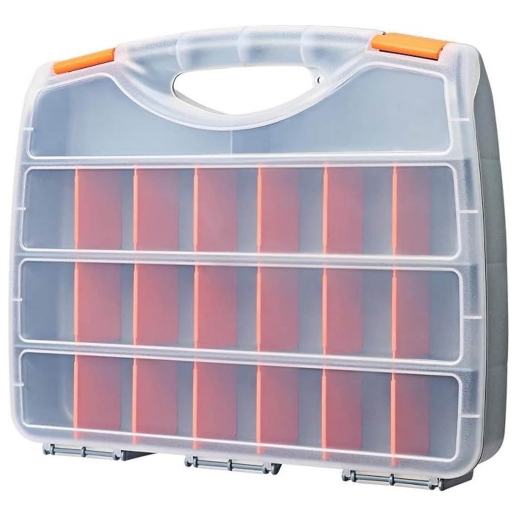 Аппаратный ящик для хранения, органайзер для инструментов, контейнер с ручкой и прозрачной крышкой, 21 регулируемый отсек и 2 фиксированные секции, идеально подходит для винтов, болтов,,