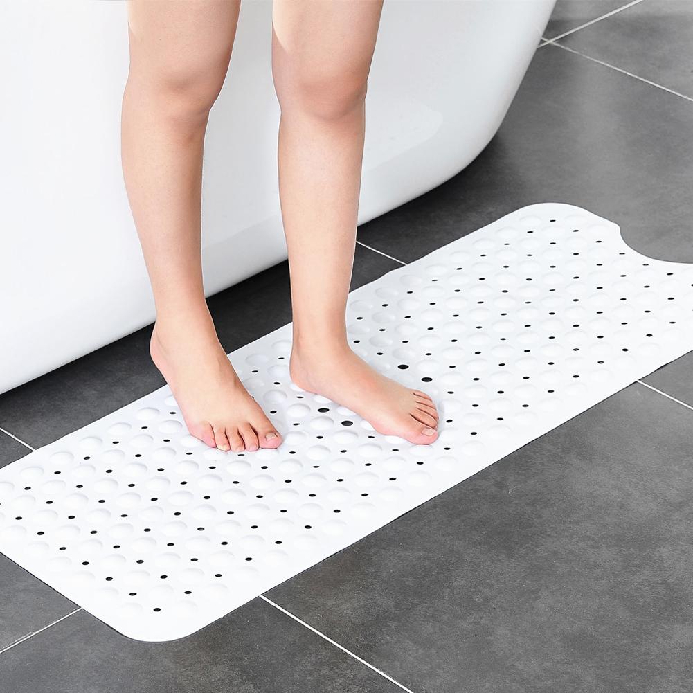 PVC Household Hotel Bathtub Shower Mat Slip Resistant Bathroom Floor Mat with Suction CupWhite 40.5x101cm