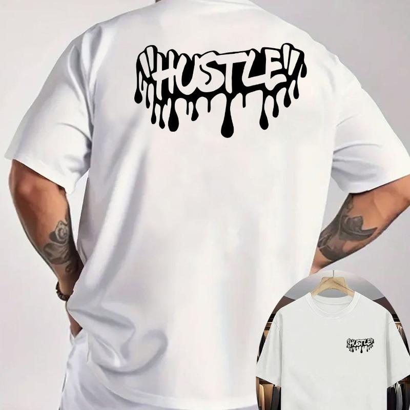 Мужская белая футболка HUSTLE Drip Graphic | Повседневная с коротким рукавом, Дышащая летняя футболка, Модная