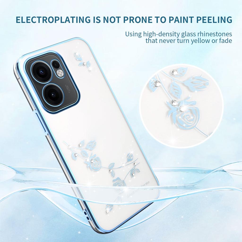 KADEM For Oppo Reno13 F 5G (Reno 13 FS 5G)/4G Case Flower Rhinestone Decor Electroplating TPU Phone Cover