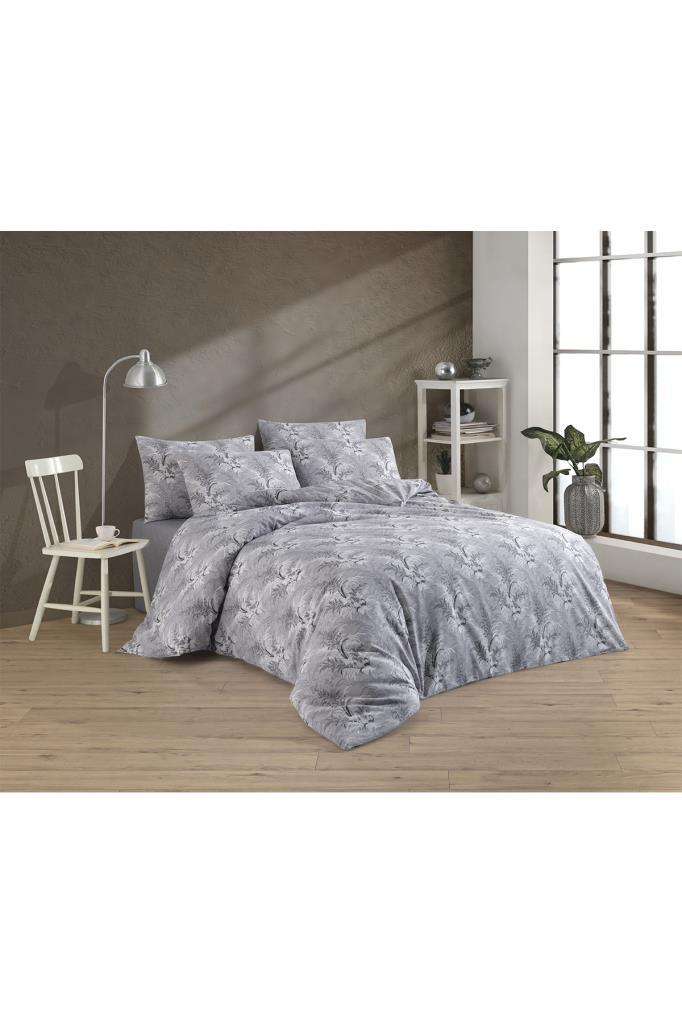 Комплект постельного белья Diego 4 шт., пододеяльник, простыня, наволочка, двойной размер, собственный узор, свадьба, ежедневное использование Серый