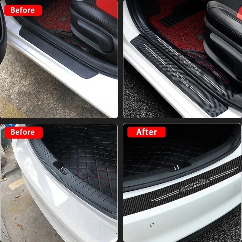 4pcs Carbon Fiber Car Door Sill Protector Film Threshold Stickers Decals for MG ZS GS HS 5 Gundam 350 Parts ZST GT 6 Accessories zai0
