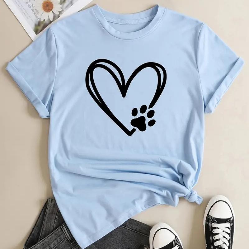 Женская летняя футболка с принтом Love Cat Claw, футболки с коротким рукавом, повседневные топы с принтом