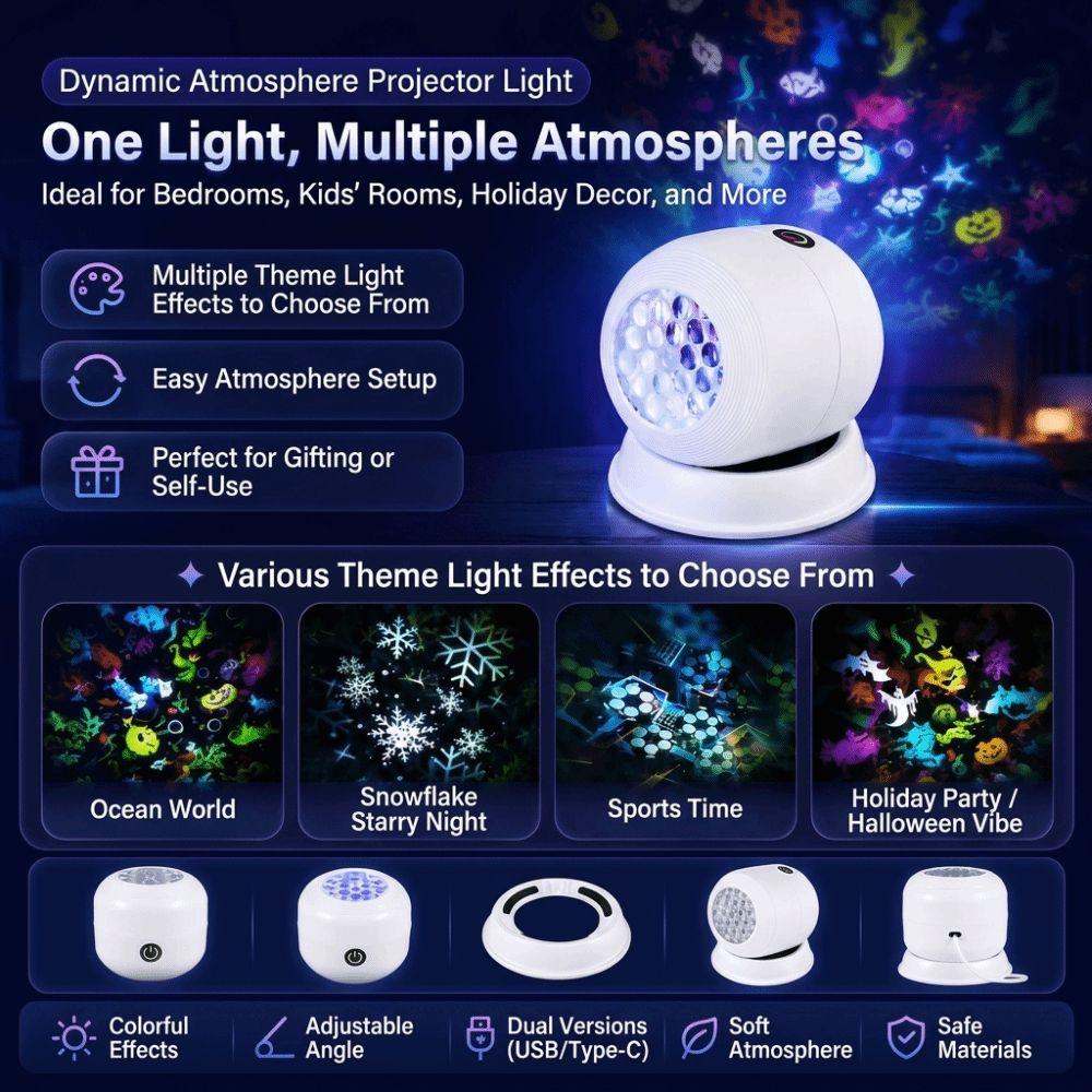 360 Degree Rotating Projection Night Light USB Powered Ocean Projector Lamp Kids Room Decor