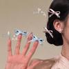 Нежный белый кружевной бант-зажим-уточка для челки и хвостов